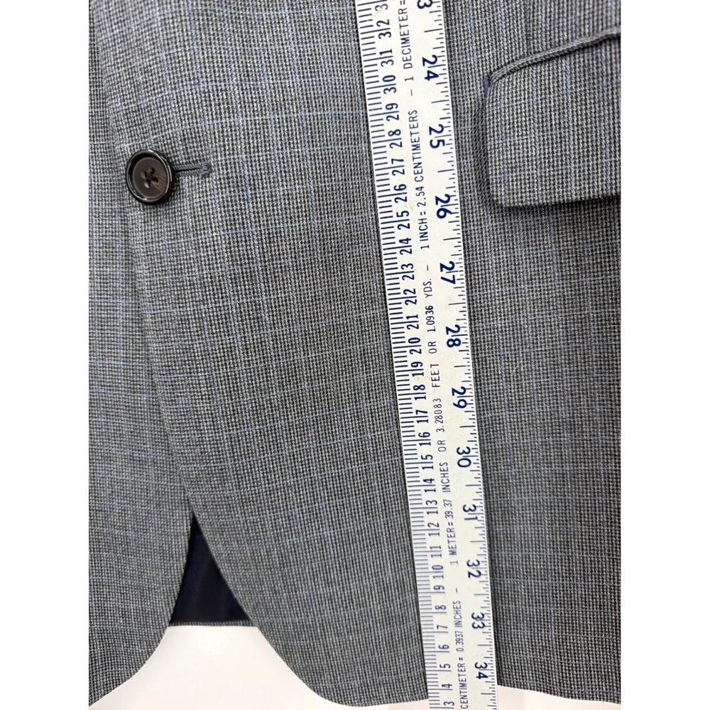Vtg Ralph Lauren Mens Silk Wool Blue Gray Glen Plaid Blazer Sport Coat Canada
